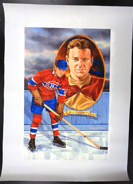 Aurel Emile Joliat Original Artwork for Legends of Hockey Card