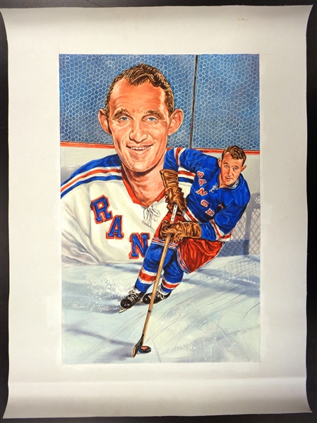 Bill Gadsby Original Artwork for Legends of Hockey Card