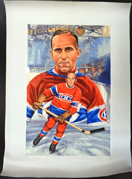 Howie Morenz Original Artwork for Legends of Hockey Card