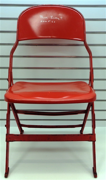 Ted Lindsay Autographed Metal Chair from Joe Louis Arena