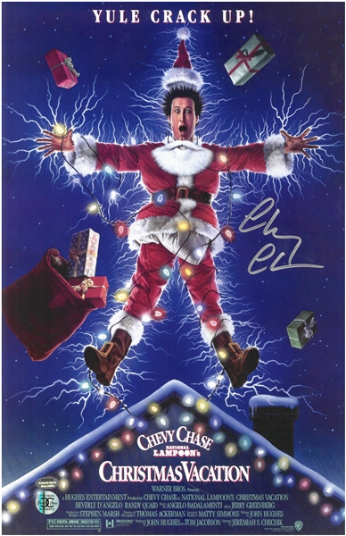 Chevy Chase Signed National Lampoons Christmas Vacation 11x17 Movie Poster