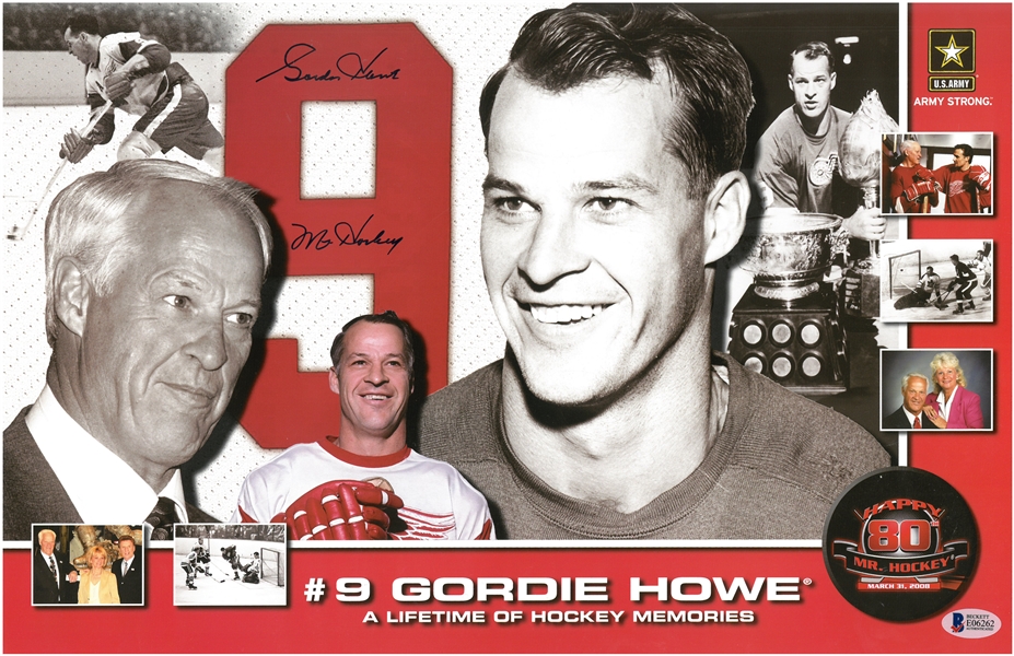 Gordie Howe Autographed 80th Birthday 11x17