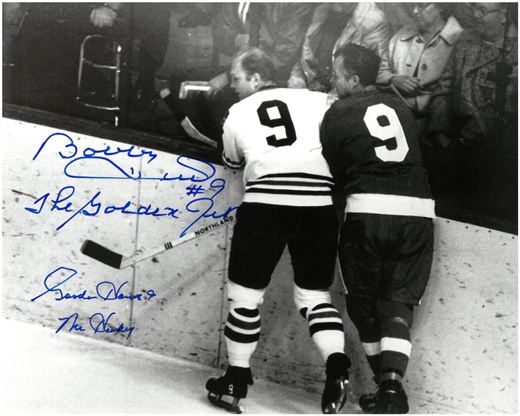 Gordie Howe & Bobby Hull Autographed 8x10 Photo w/ Nicknames