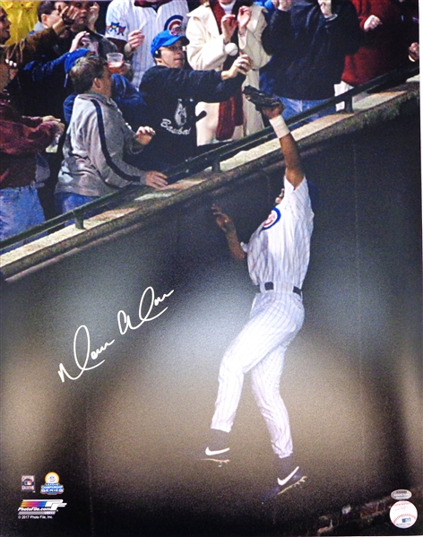 Moises Alou Signed Chicago Cubs 2003 NLCS Game 6 Bartman Foul Ball 16x20 Photo