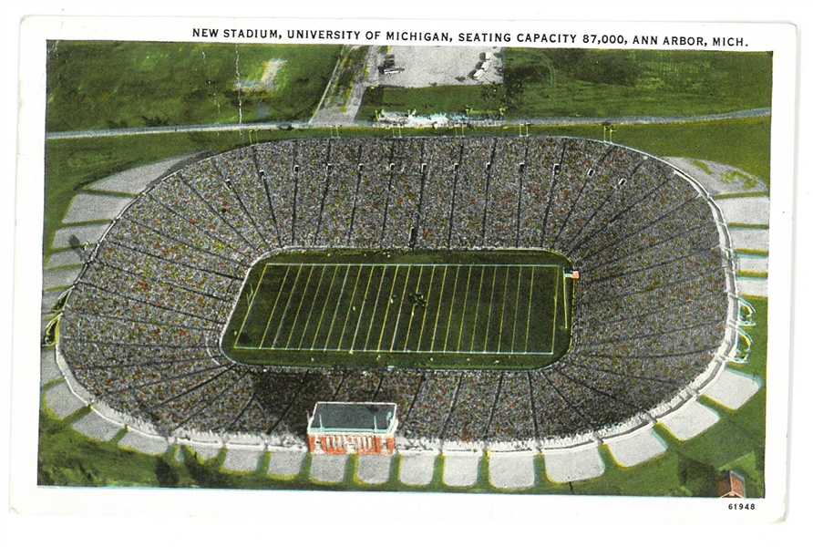 1934 Michigan Football Stadium Postcard
