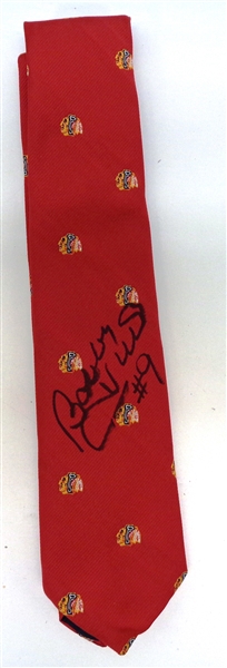 Bobby Hull Autographed Blackhawks Tie