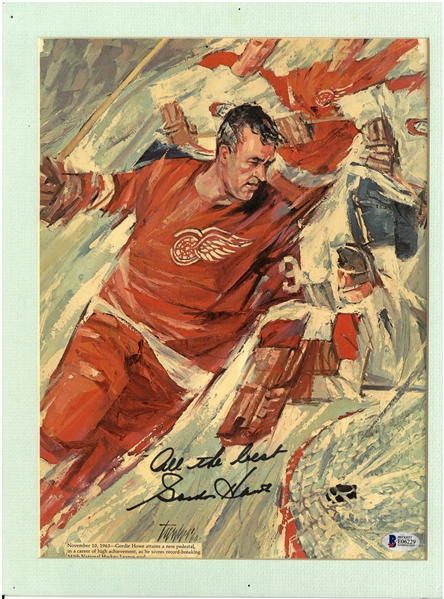 Gordie Howe Autographed Matted Magazine Page