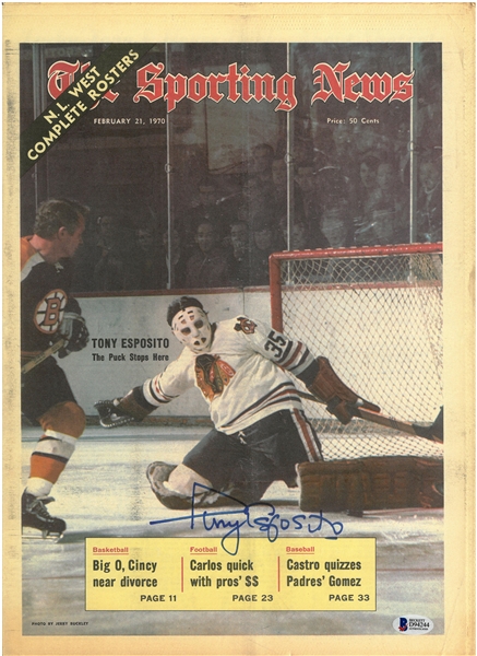 Tony Esposito Autographed 1970 Sporting News