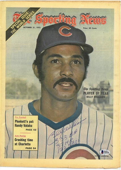 Billy Williams Autographed 1972 Sporting News