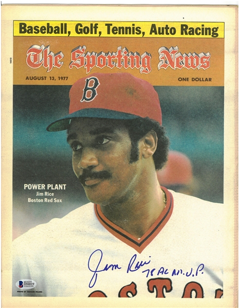 Jim Rice Autographed 1977 Sporting News