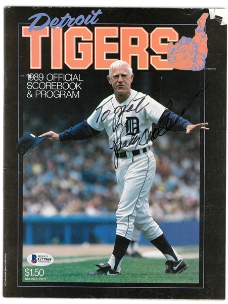 Sparky Anderson Autographed 1989 Tigers Program