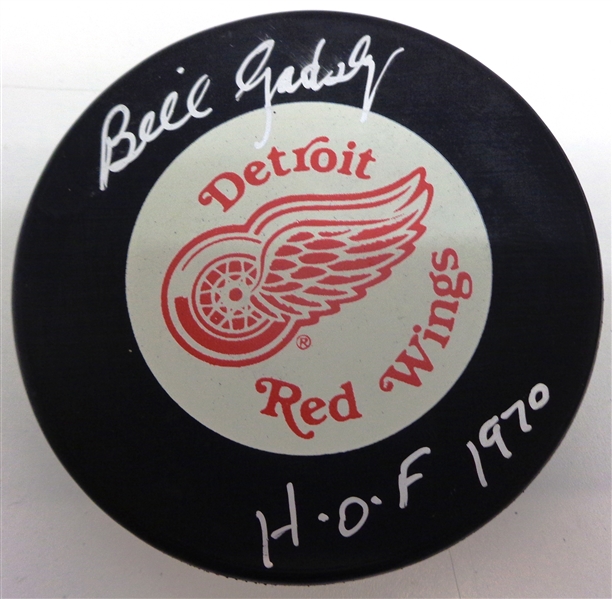 Bill Gadsby Autographed Detroit Red Wings Puck w/ HOF 1970