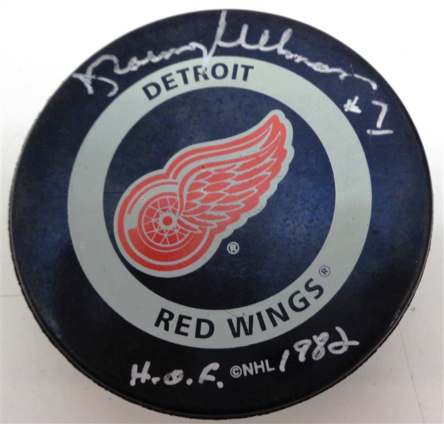Norm Ullman Autographed Red Wings Puck w/ HOF