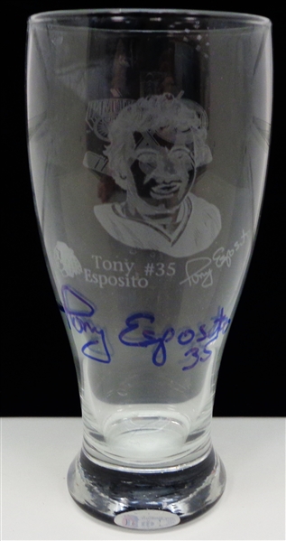 Tony Esposito Autographed Etched Pint Glass