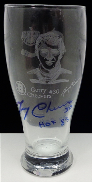 Gerry Cheevers Autographed Etched Pint Glass