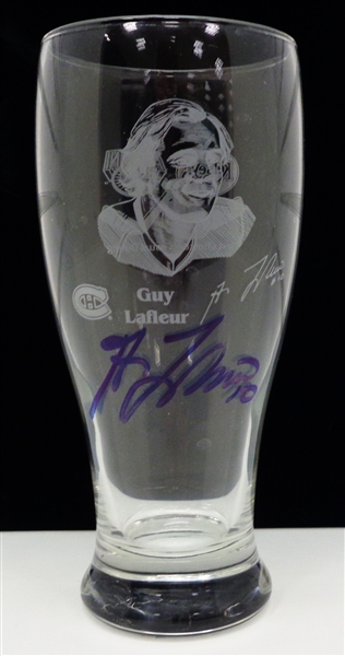 Guy Lafleur Autographed Etched Pint Glass