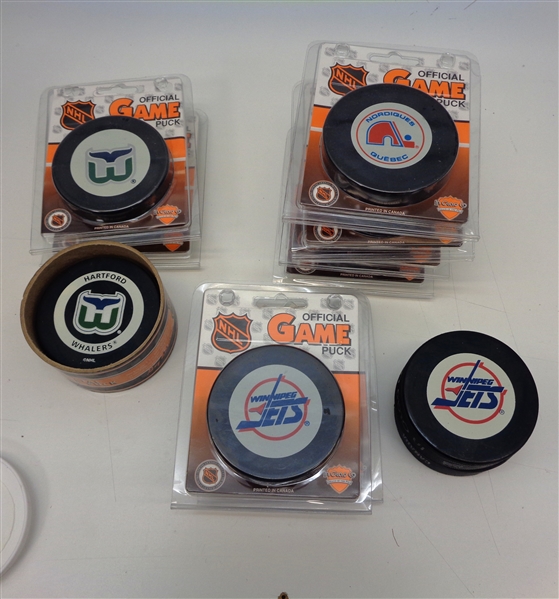 Whalers/Nordiques/Jets 1990s/early 2000s Game Puck Lot