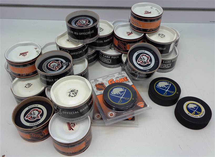 Buffalo Sabres Lot of 15-20 Game Pucks from late 1990s/early 2000s