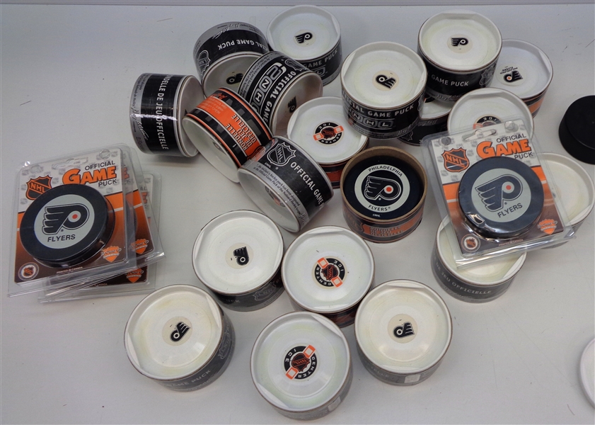 Philadelphia Flyers Lot of 15-20 Game Pucks from late 1990s/early 2000s