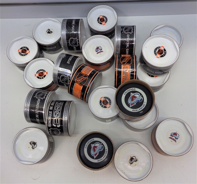 Colorado Avalanche Lot of 15-20 Game Pucks from late 1990s/early 2000s