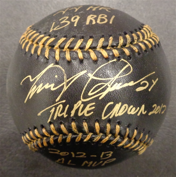 Miguel Cabrera Autographed Black Triple Crown Stat Ball