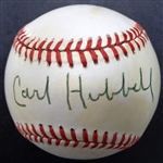 Carl Hubbell Autographed Official National League Baseball
