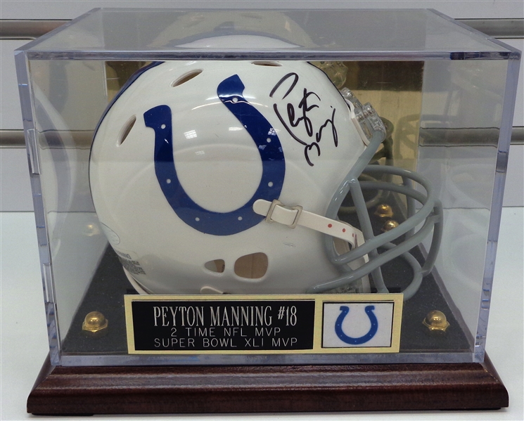 Peyton Manning Autographed Colts Mini Helmet w/ Case