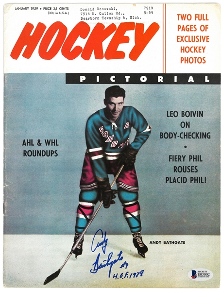 Andy Bathgate Autographed 1959 Hockey Pictorial