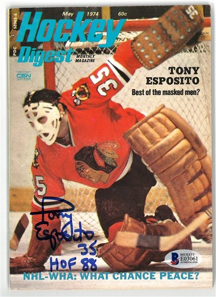 Tony Esposito Autographed 1974 Hockey Digest