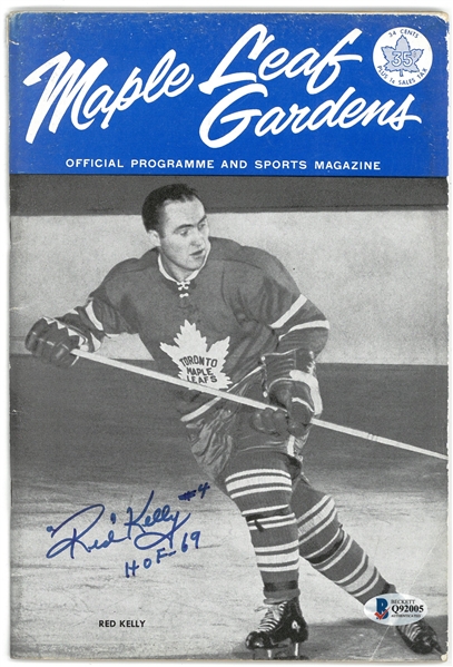 Red Kelly Autographed Maple Leafs Program w/ HOF