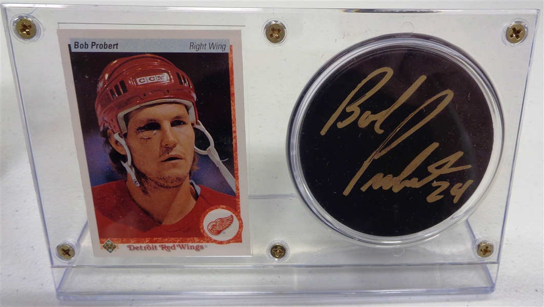 Bob Probert Autographed Puck & Card Display