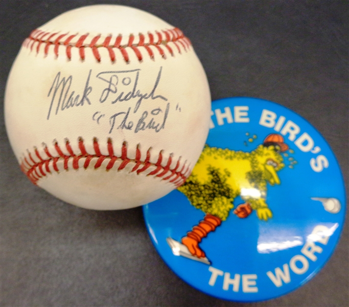 Mark "The Bird" Fidrych Autographed Baseball w/ Bonus Pin