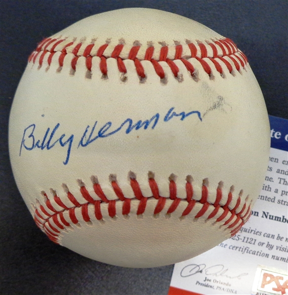 Billy Herman Autographed Baseball