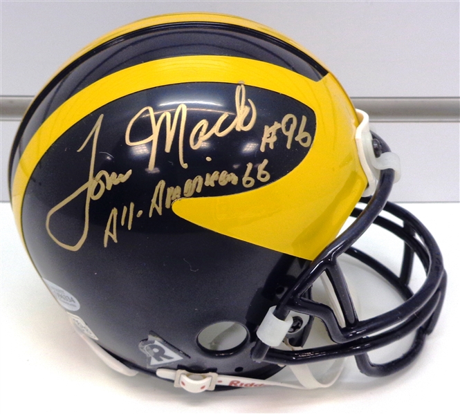 Tom Mack Autographed Michigan Mini Helmet