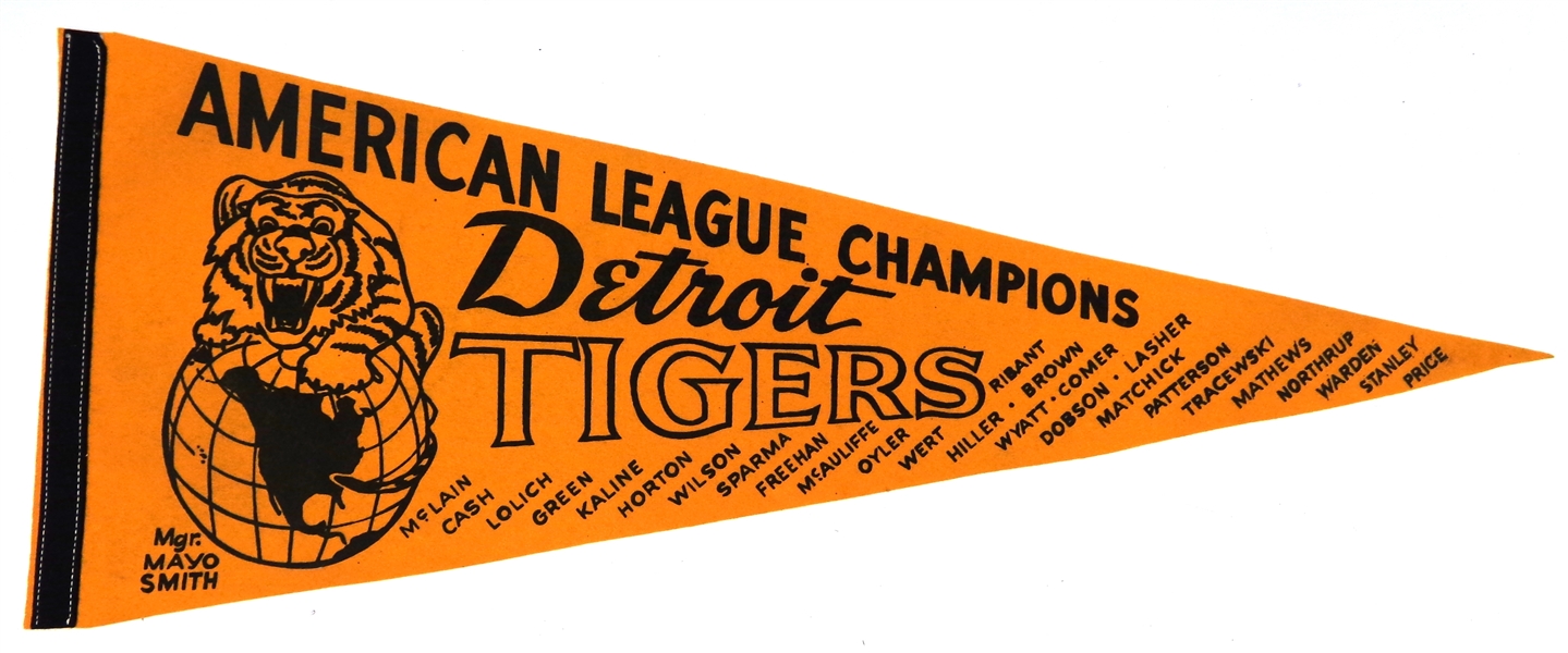 1968 Detroit Tigers AL Champs Pennant w/ Names