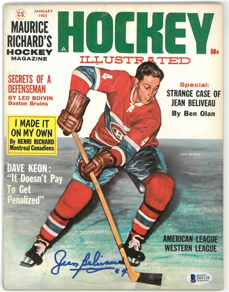 Jean Beliveau Autographed 1963 Hockey Illustrated