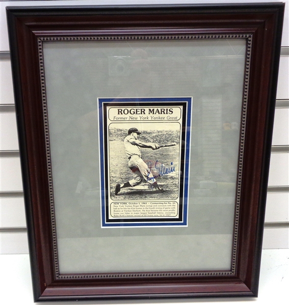Roger Maris Autographed Framed Photo Card