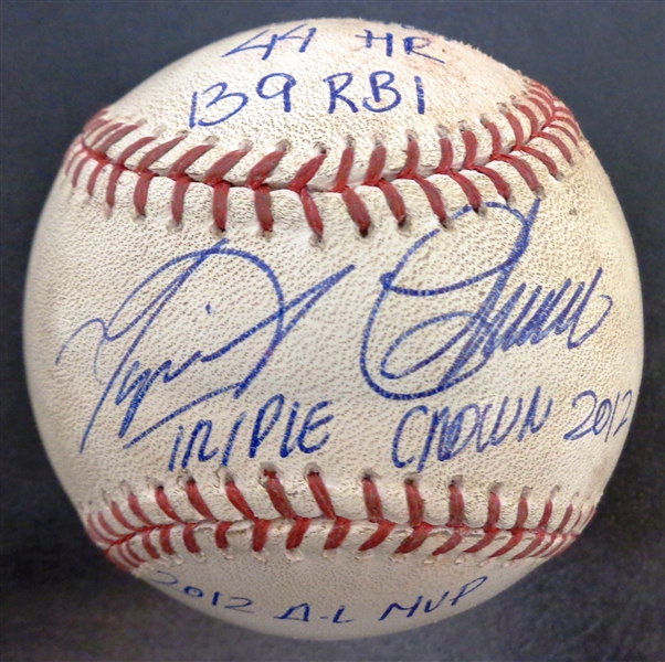Miguel Cabrera Autographed Game Used Stat Ball from Triple Crown Game