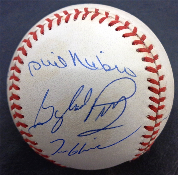 300 MLB Wins Baseball Autographed by 9