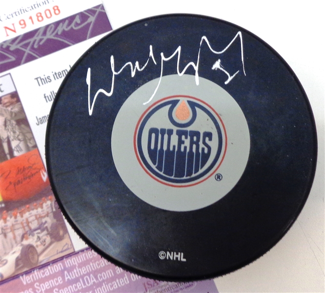 Wayne Gretzky Autographed Oilers Souvenir Puck