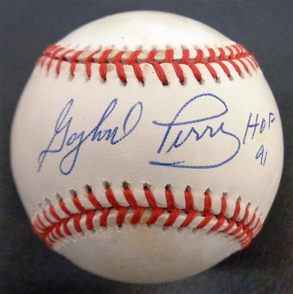 Gaylord Perry Autographed Baseball w/ HOF