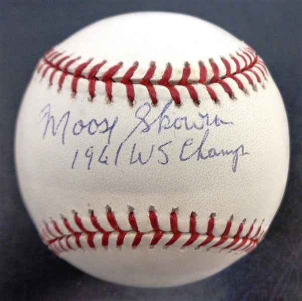 Moose Skowron Autographed Baseball w/ 61 Champs