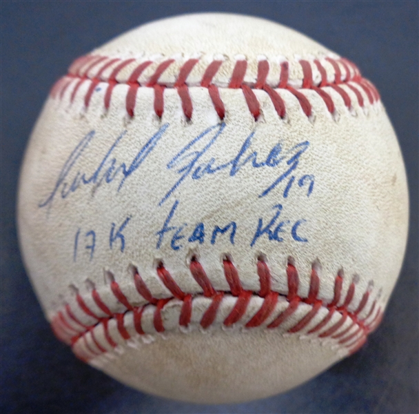 Anibal Sanchez Game Used Autographed 17 Ks Baseball