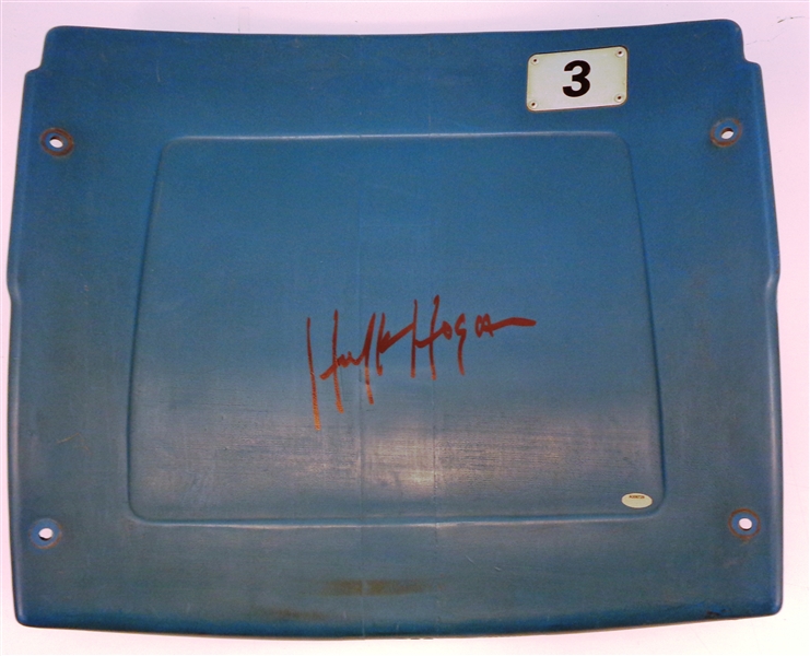 Hulk Hogan Signed Detroit Silverdome (Home Of Wrestle Mania III) Blue #3 Stadium Seatback