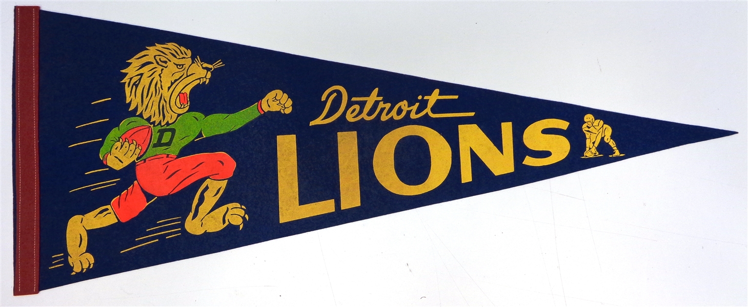 Detroit Lions 1960s Blue Pennant