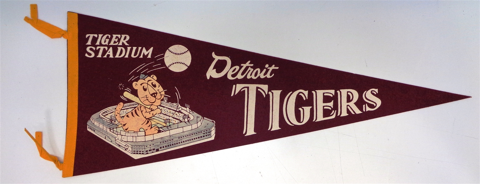 Detroit Tigers 1960s/70s Tiger Stadium Maroon Pennant
