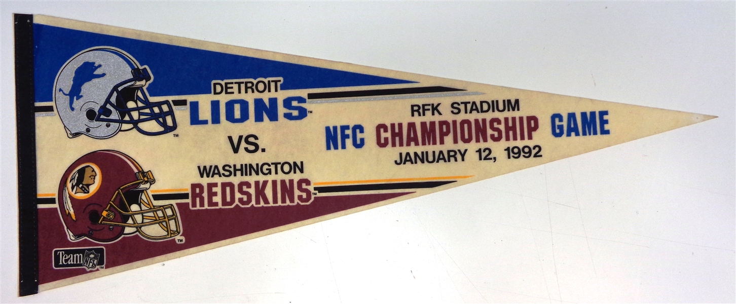 Detroit Lions vs. Washington Redskins 1992 NFC Championship Pennant