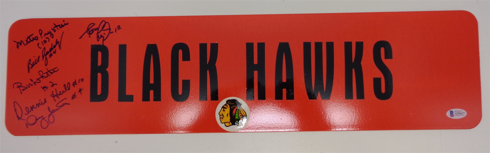 Chicago Blackhawks 6x24 Metal Sign Autographed by 6