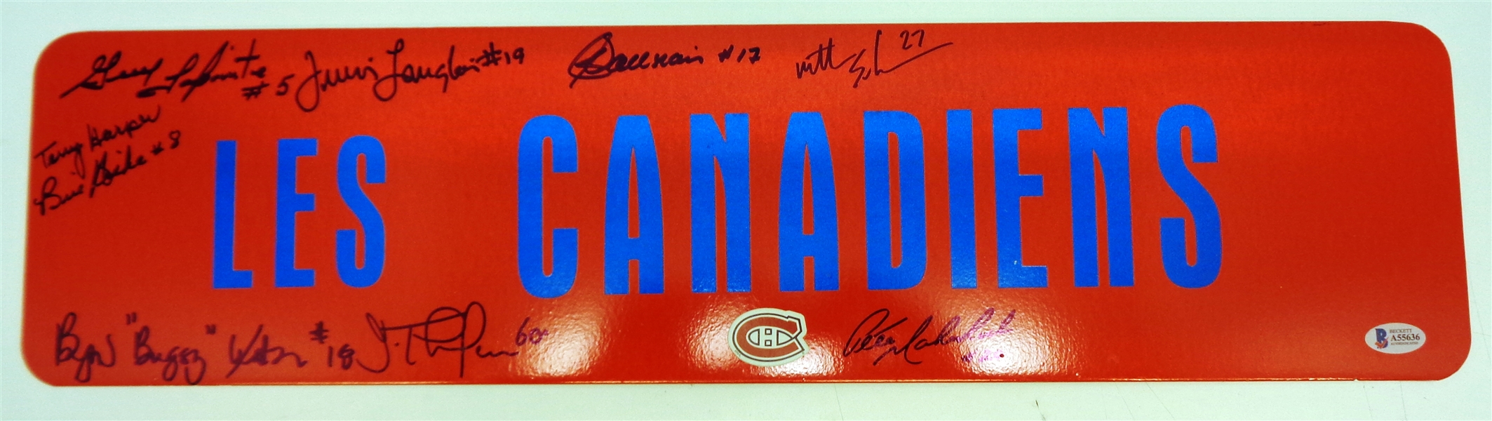 Montreal Canadiens 6x24 Metal Sign Autographed by 9