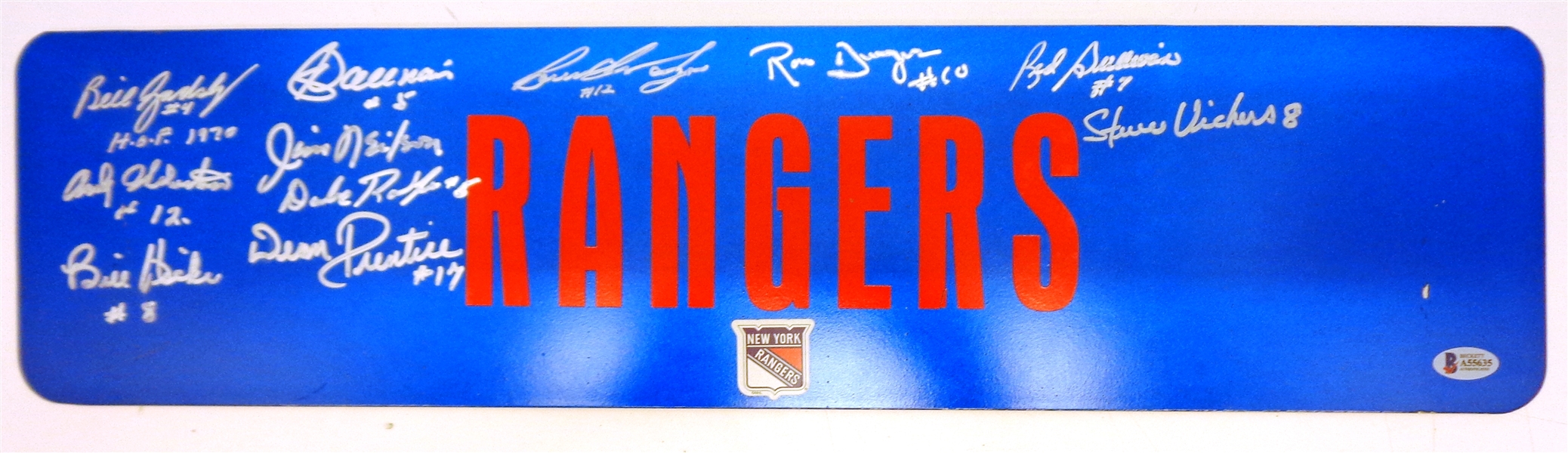 New York Rangers 6x24 Metal Sign Autographed by 11